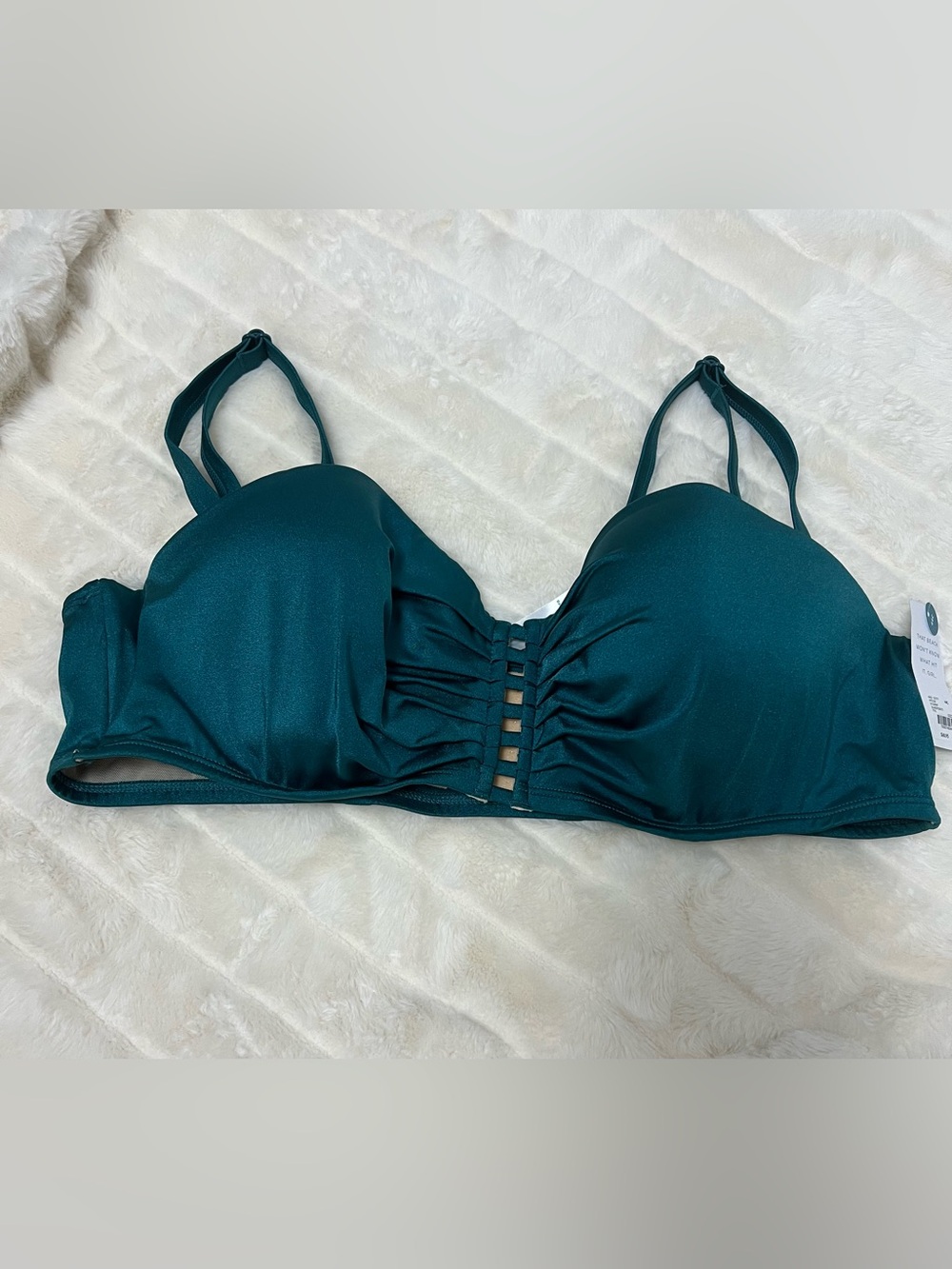 NWT Cacique Womens Size 44C Bikini Swim Top Balconette Blue Green Underwire NEW